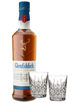 GLENFIDDICH 14 YEAR OLD SINGLE MALT - 750ML WITH MARQUIS BY WATERFORD GLASSES
