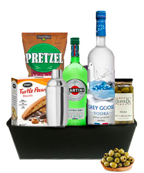 A MARVELOUS GREY GOOSE MARTINI GIFT BASKET                                                                                      