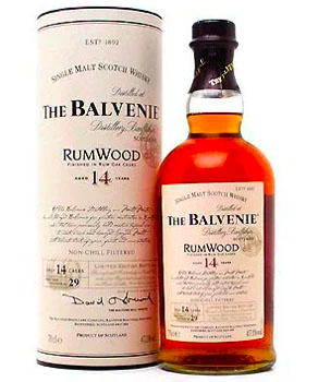 BALVENIE 14 YEAR OLD RUM WOOD SINGLE MALT SCOTCH - 750ML                                                                        