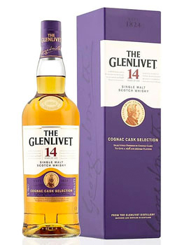 GLENLIVET SCOTCH SINGLE MALT - 750ML 14 YEAR OLD COGNAC CASK                                                                    