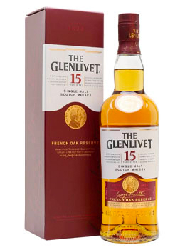 GLENLIVET SCOTCH SINGLE MALT - 750ML 15 YEAR OLD FRENCH OAK RESERVE                                                             