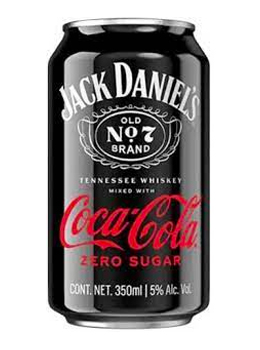 JACK DANIELS COA COLA ZERO SUGAR CANNED COCKTAIL - 355ML 4 CANS