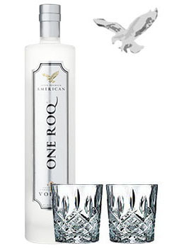 ONE ROQ LEGACY VODKA - 1 LITER WATERFORD MARQUEE GLASSES COLLABORATION