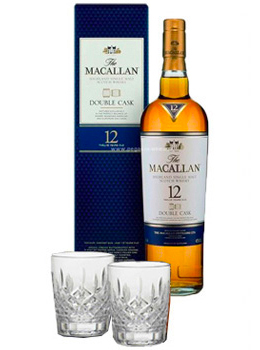 THE MACALLAN 12 YEAR OLD SINGLE MALT -750ML DOUBLE CASK WITH 2 MARGUIS BY WATERFORD GLASSES