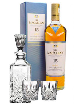 THE MACALLAN 15 YEAR OLD SINGLE MALT -750ML DOUBLE CASK COLLABORATION GIFT SET                                                  