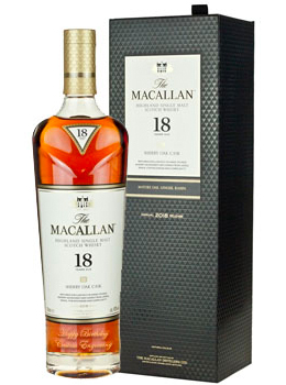 THE MACALLAN 18 YEAR OLD SINGLE MALT -750ML DOUBLE CASK - CUSTOM ENGRAVED