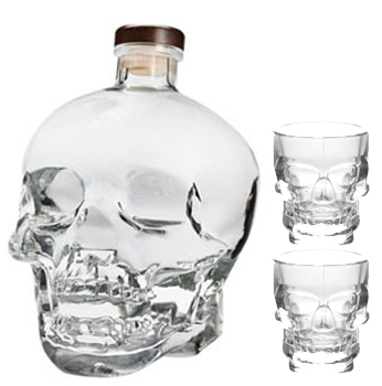 CRYSTAL HEAD VODKA - 1.75L WITH 2 CRYSTAL SKULL SHOT GLASSES                                                                    