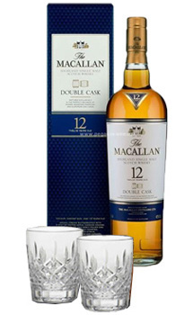 THE MACALLAN 12 YEAR OLD SINGLE MALT -750ML DOUBLE CASK WITH 2 MARGUIS BY WATERFORD GLASSES