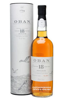 OBAN 18 YEAR OLD SINGLE MALT - 750ML LIMITED EDITION - CUSTOM ENGRAVED                                                          